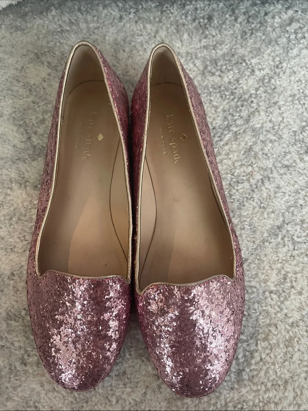kate spade Pink Glitter Loafers